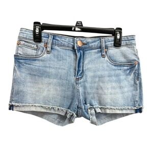 SEETHRUSOUL Shorts Womens Sz 29 Mid Rise Boyfriend Denim Light Wash Raw Hem